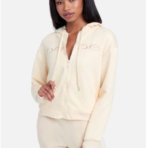 Bebe Sport Logo Quilted Jacket Ivory BB2340B New With Tags $99